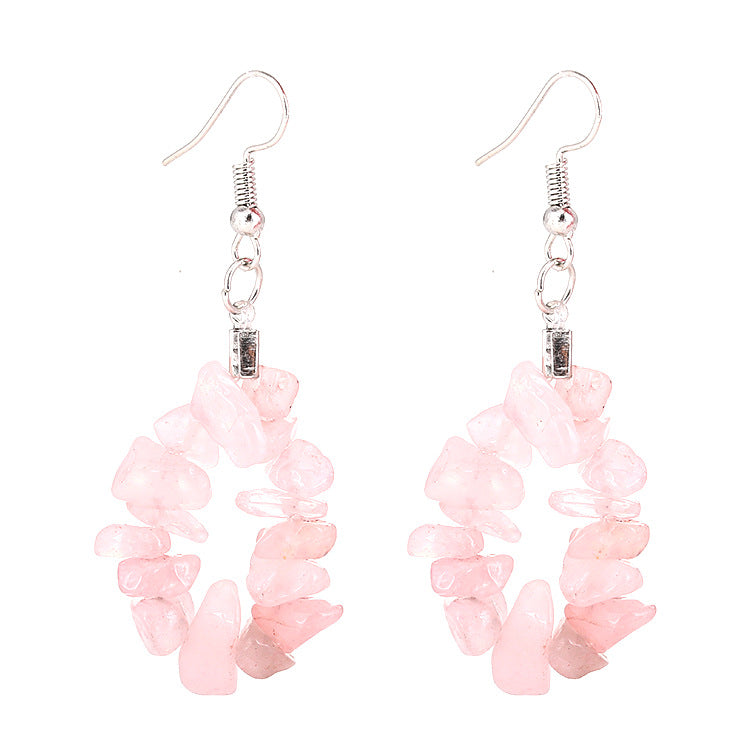 Wholesale TikTokLive Amethyst Simple Multicolor Natural Gravel Beaded Earrings